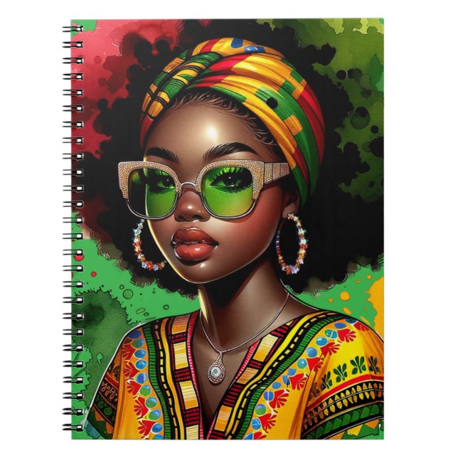 Caderno Espiral Mulher negra cristã negra melanina americana afric (Frente)
