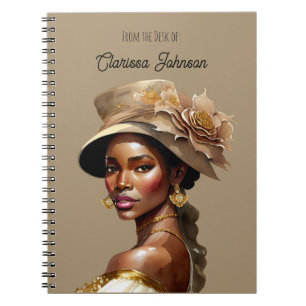 Caderno Espiral Mulher Negra Linda de Chapéu Antigo