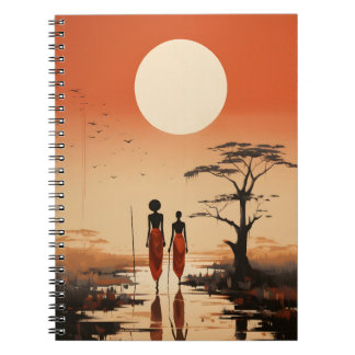 Caderno Espiral Mulher negra negra africana elegante e mesquita