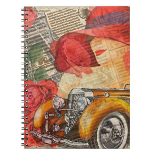 Caderno Espiral Mulher Parisiense: Retro Torre Eiffel.