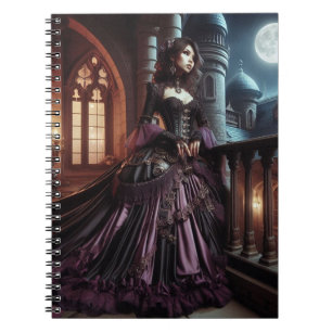 Caderno Espiral Mulher Steampunk no notebook roxo real
