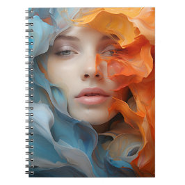 Caderno Espiral Mulheres abstrato enfrentam retrato feminino color