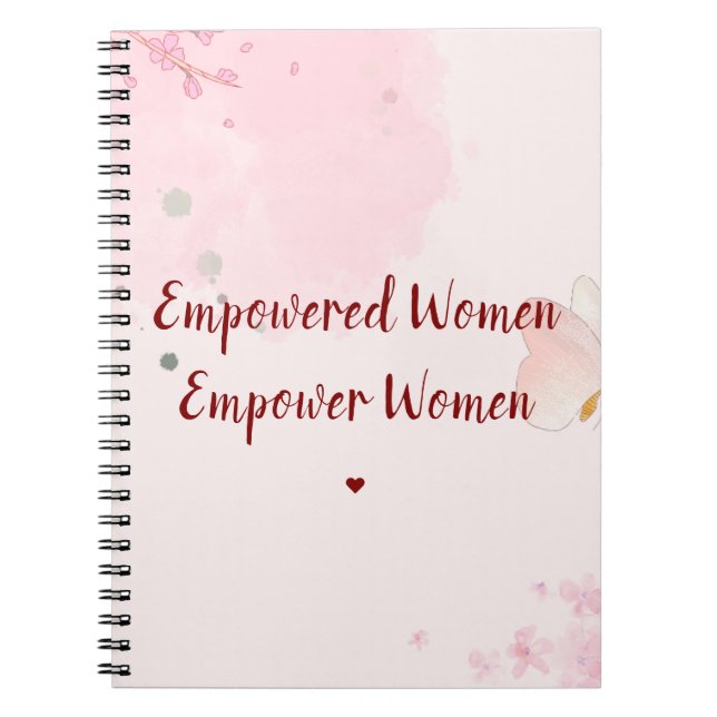 Caderno Espiral Mulheres Empoderadas Floral Aquarela Rosa Dia Inte (Frente)