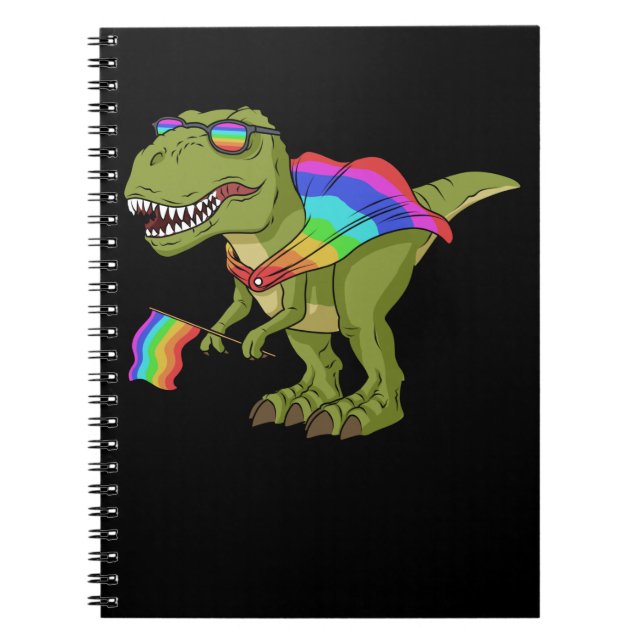 Caderno Espiral Mulheres LGBT Orgulho gay Homens Bi LGBTQ T Rex (Frente)