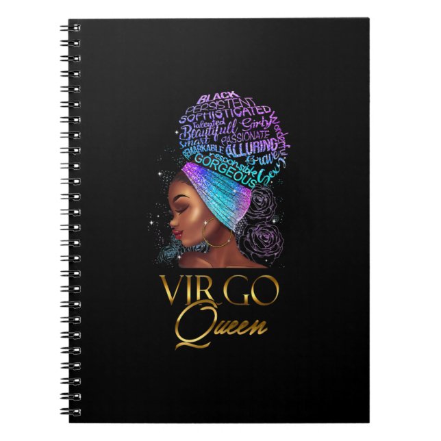 Caderno Espiral Mulheres Virgo Girl August Queen Aniversário (Frente)