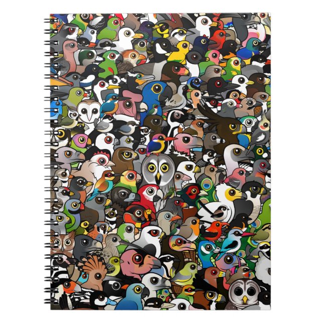 Caderno Espiral Multidão de Birdorable (Frente)