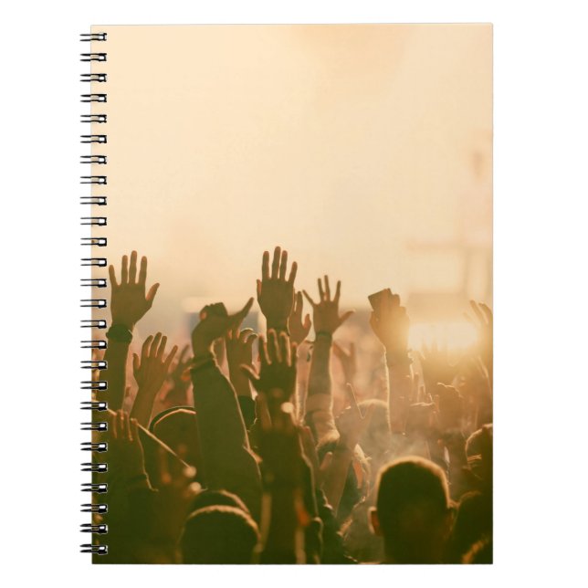 Caderno Espiral Multidão no concerto - Fotoconcerto retrô, multidã (Frente)