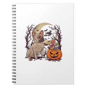 Caderno Espiral Múmia de Halloween Bulldogue Francês Abóbora Doce