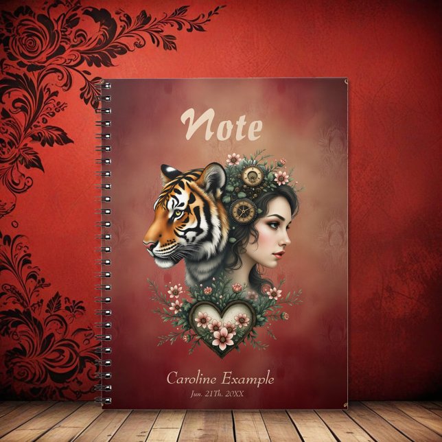 Caderno Espiral Mundo floral magnético steampunk (Criador carregado)