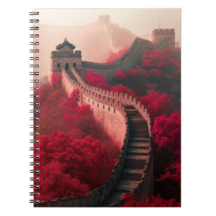 Caderno Espiral Muro de excelente da China no outono - Vermelho Cê