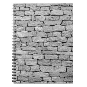 Caderno Espiral Muro de pedra cinza, fundo abstrato.