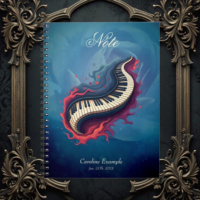 Caderno Espiral Music in motion, the curved piano. (Criador carregado)