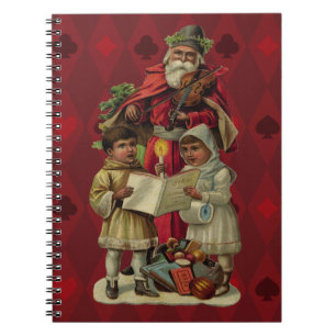 Caderno Espiral Música de Natal do Papai Noel Antigo Cantando