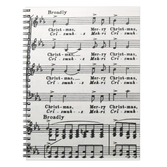 Caderno Espiral Música em Folha de Música de Natal (Frente)