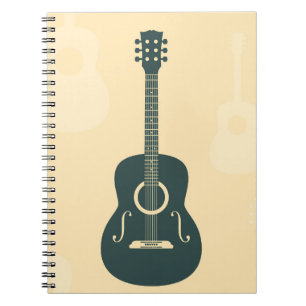 Caderno Espiral Música retro à moda da guitarra acústica