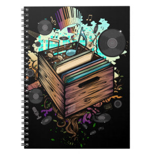 Caderno Espiral Música Vinyl Crate