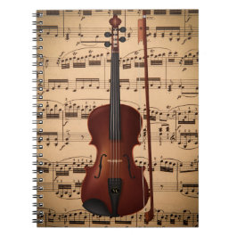 Caderno Espiral musical com arte digital violino