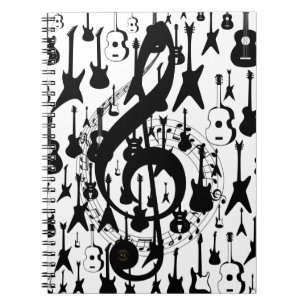 Caderno espiral musical com clave de sol