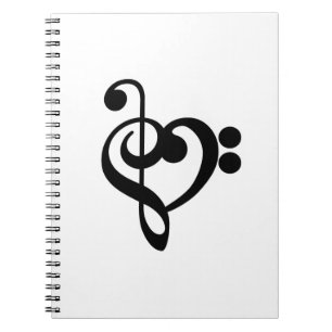Caderno Espiral Musical Music Heart - Treble Bass Clef