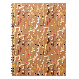 Caderno Espiral Musical Notes impressão - Caramel Tan, Multi