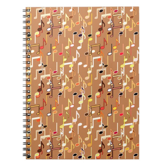 Caderno Espiral Musical Notes impressão - Caramel Tan, Multi (Frente)