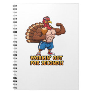 Caderno Espiral Musical Turkey Gym Champion Engraçado Ação de Graç