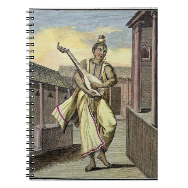 Caderno Espiral Músico com alaúde indiano, 'da viagem Indes (Frente)