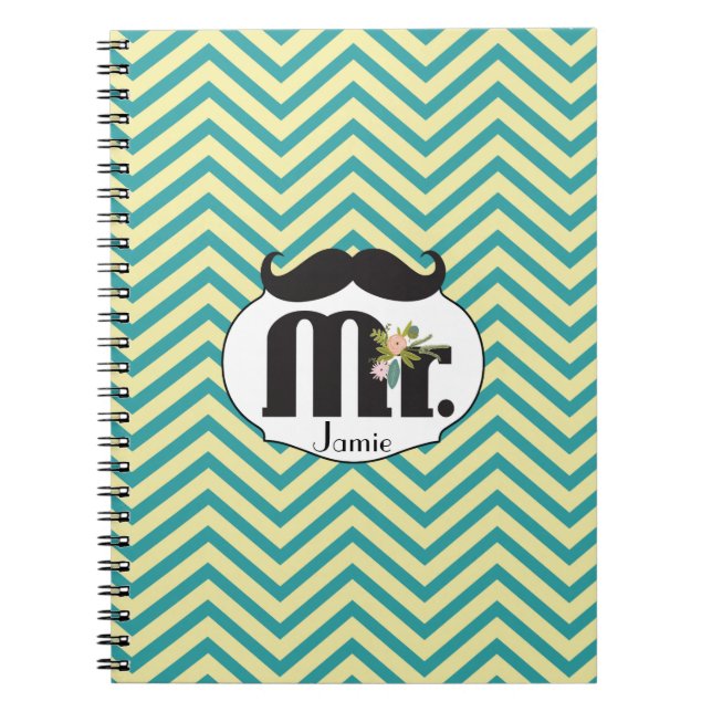 Caderno Espiral Mustache Yellow e Green (Frente)