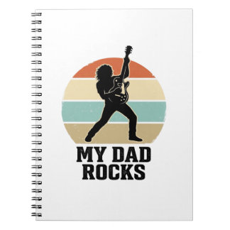 Caderno Espiral My Dad Rocks Vintage Guitar Sunset Shirt Design_1