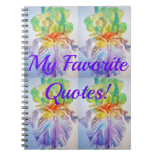 Caderno Espiral My Favorite Quotes Iris Floral Flowers Notebook