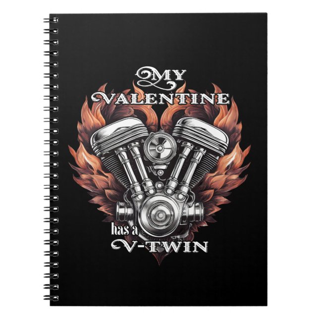 Caderno Espiral My Valentine has a V-Twin, Biker style (Frente)