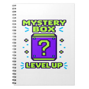 Caderno Espiral Mystery Box Level Up Retro 8 Bit Pixel Gamer T Shi