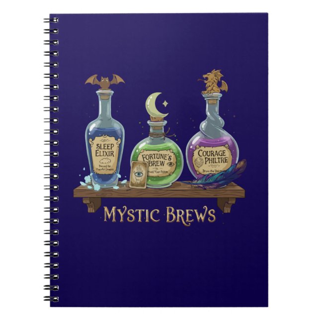 Caderno Espiral Mystic Brews | Whimsical Witchy Potions & Elixirs (Frente)
