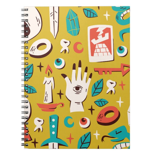 Caderno Espiral Mystic Melange: Elementos ocultos sem costura (Frente)