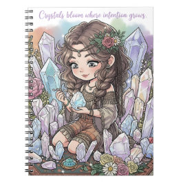 Caderno Espiral Mystical Flower Child with Quartz