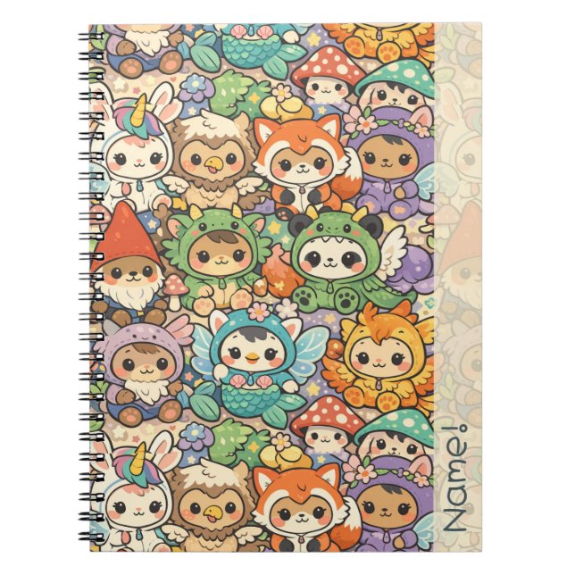 Caderno Espiral Mythical Friends Parade | Cute Pastel Magic Custom (Frente)