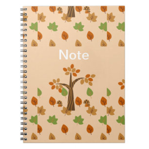 Caderno Espiral Na moda de folha e árvore de queda elegante