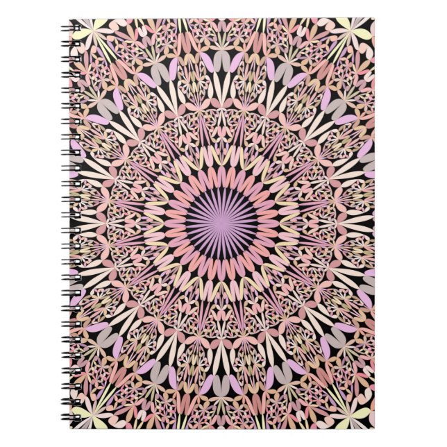 Caderno Espiral Na moda de Mandala Rosa (Frente)