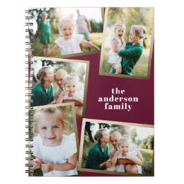 Caderno Espiral Na moda de multifamília de fotos ouro moderno