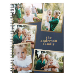 Caderno Espiral Na moda de multifamília de fotos ouro moderno