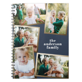 Caderno Espiral Na moda de multifamília de fotos ouro moderno