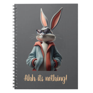 Caderno Espiral Na moda design elegante do coelho da nota