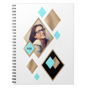 Caderno Espiral Na moda Diamond Geométrico com Foto e Monograma