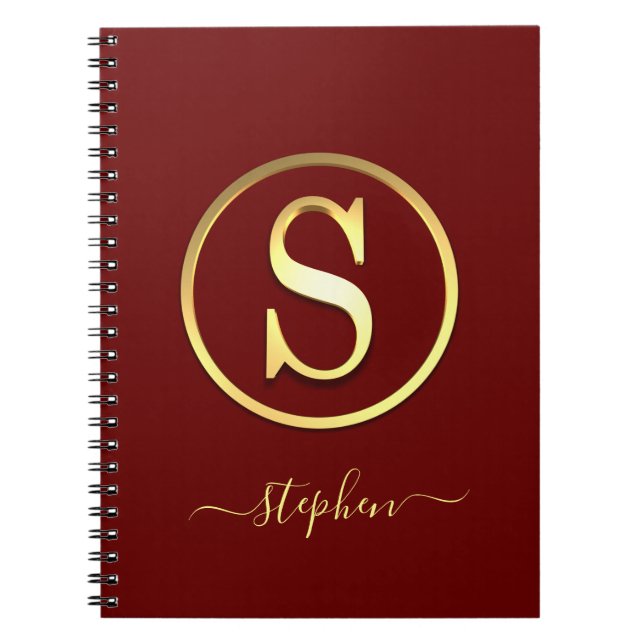 Caderno Espiral Na moda Dourado S inicial (Frente)