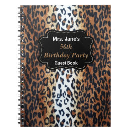 Caderno Espiral Na moda Elegante Leopard Imprima 50º Aniversário