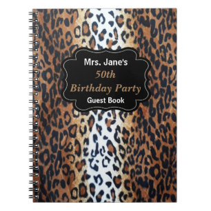 Caderno Espiral Na moda Elegante Leopard Imprima 50º Aniversário