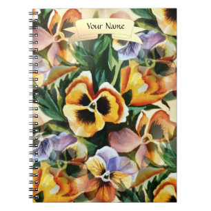 Caderno Espiral Na moda Gorgeous Pansies Personalizam