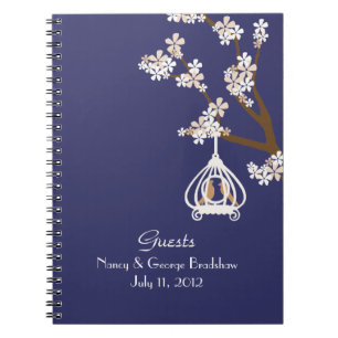 Caderno Espiral Na moda Love Birds Convidado Sign In Notebook