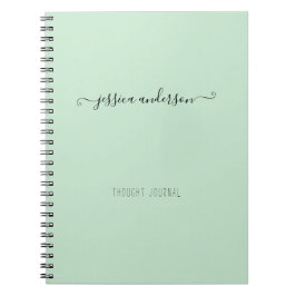 Caderno Espiral Na moda Mint Green Modern Calliographic Girly Scri
