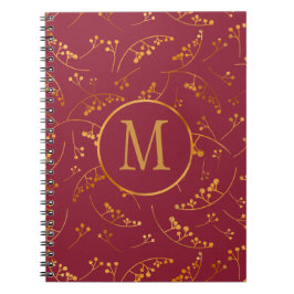 Caderno Espiral Na moda monograma de orvalho profundo padrão de ba